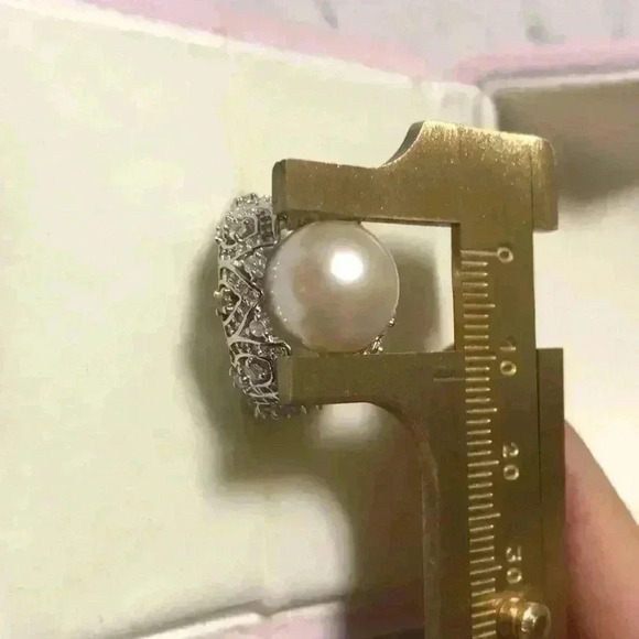 12mm Genuine White Pearl Lace Craft Ring - Picture 9 of 11